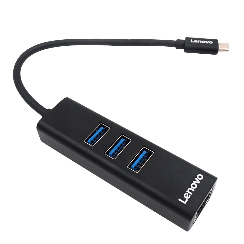 联想(Lenovo)C615 Type-C转千兆有线网口转接器 USB3.0分线器 hub集线器 笔记本转接头