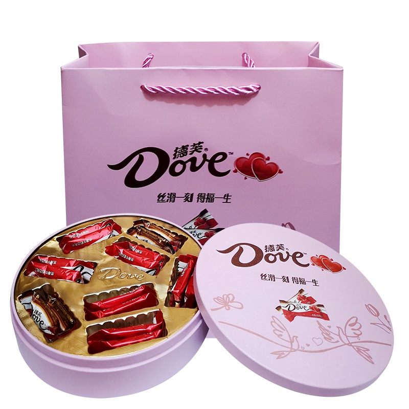 德芙巧克力德芙丝滑牛奶巧克力16粒圆形粉色礼盒装铁盒装婚庆结婚喜糖4.5克德芙婚庆装16粒(不含礼袋;可另外选购)