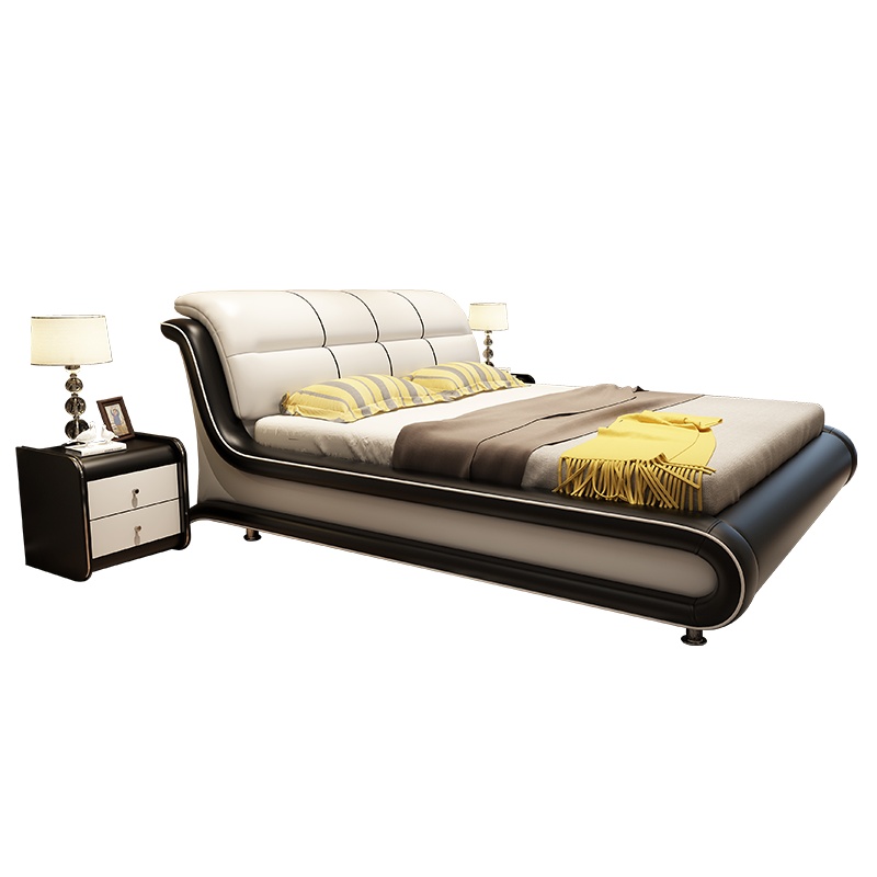 徘徊生活 皮床现代简约主卧双人床1.8米1.5米储物轻奢床榻榻米床