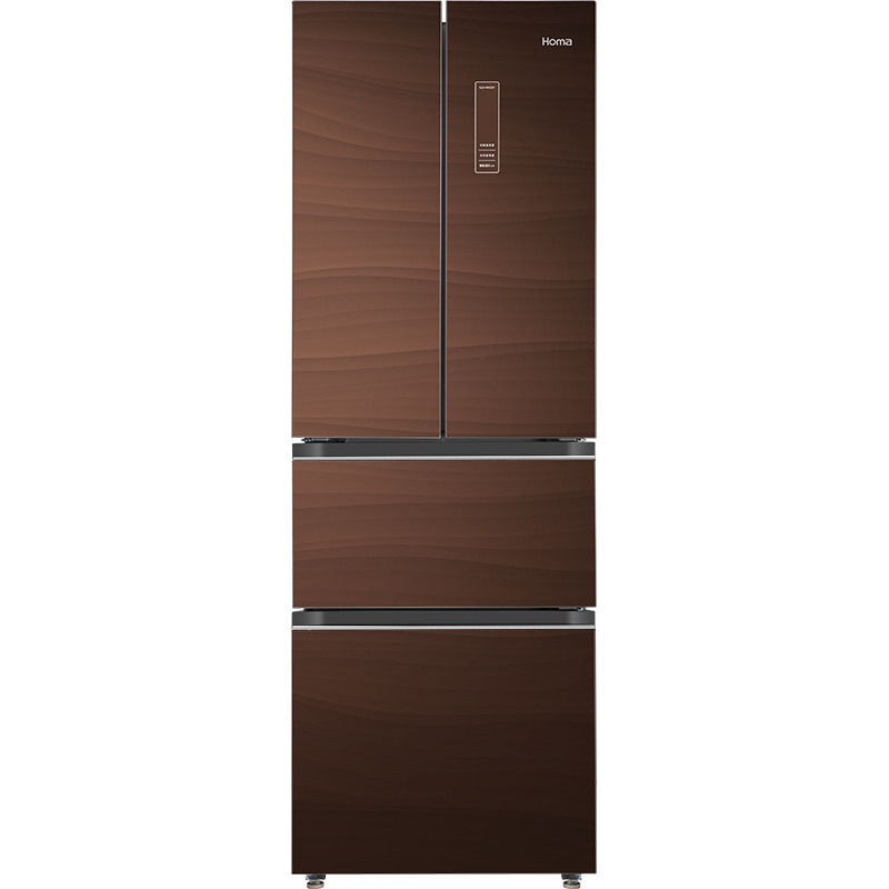 奥马(Homa)327升多门冰箱 家用法式四门对开门 双变频风冷无霜一级能效玻璃面板BCD-327WFLG/B新摩卡棕