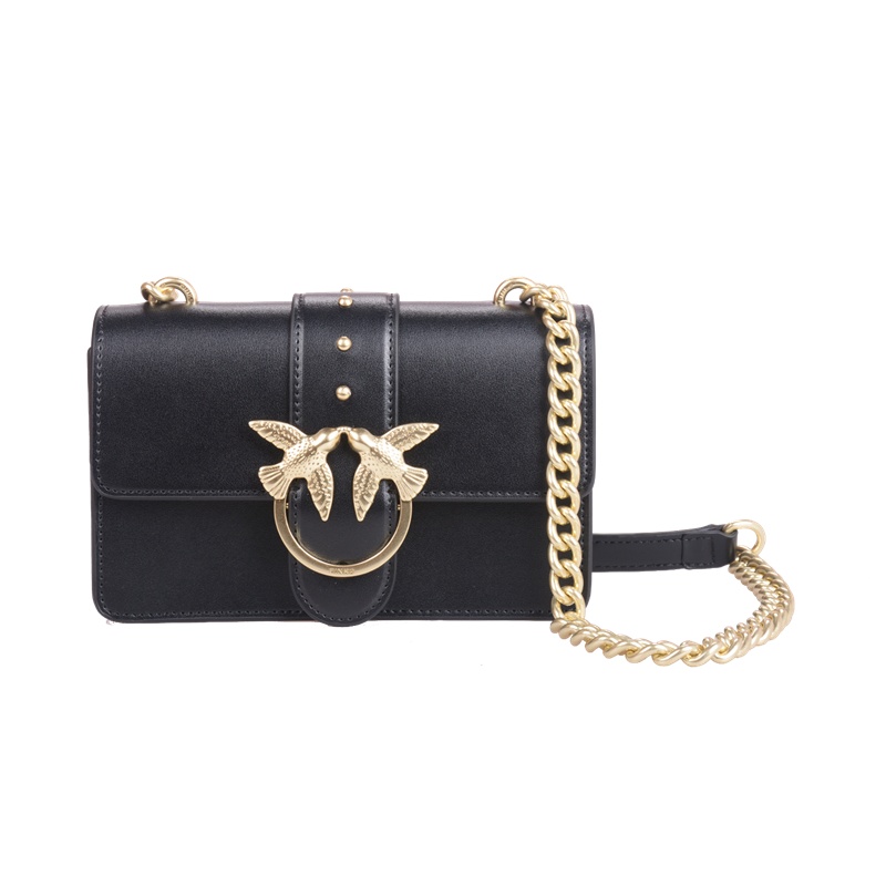 Pinko黑色光面铆钉双飞燕小号链条包单肩包1P21DTY5EUZ99