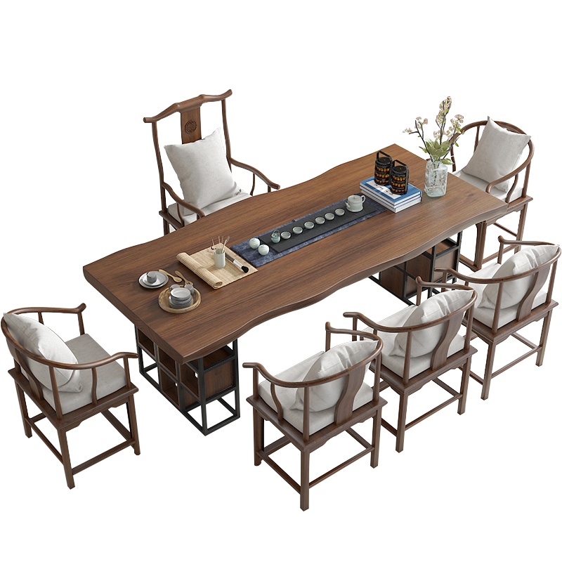 晶耀 茶桌 实木茶桌椅组合茶具套装原木桌子一体喝功夫茶几家用新中式泡茶台 CJ4585