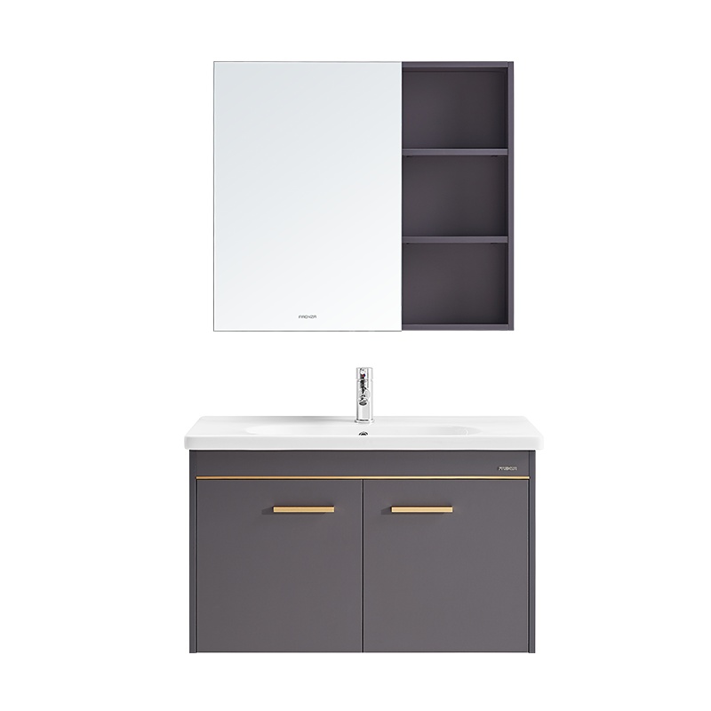 法恩莎多层橡胶实木北欧工业风简雅灰洗手盆洗漱台FDGD3615浴室柜