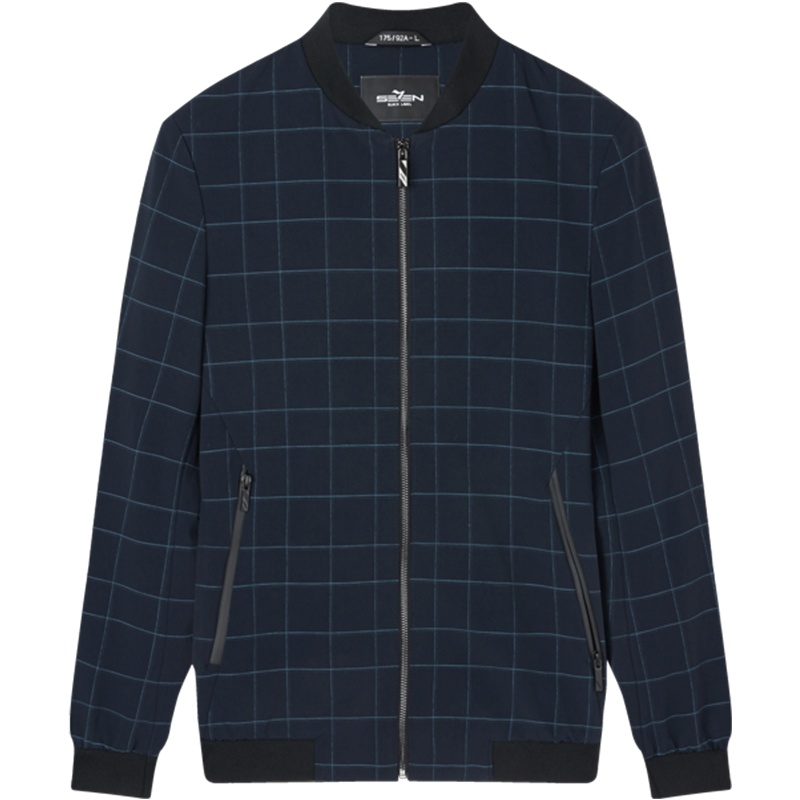 柒牌SEVEN男装夹克秋冬新款商务休闲外套男士时尚棒球领潮流格子茄克