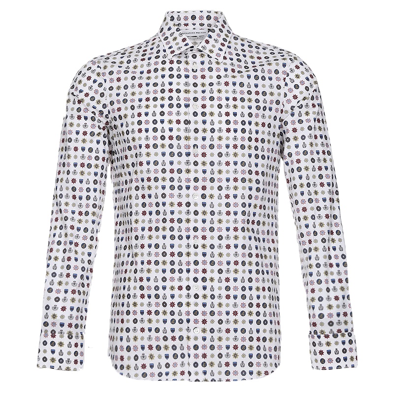Alexander Mcqueen 亚历山大·麦昆 男士棉质长袖翻领衬衫 430166 QHO04