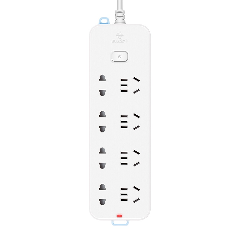 公牛(BULL)插座/B6系列 带儿童保护门/新国标/排插/接线板 总控开关全长1.8米八位