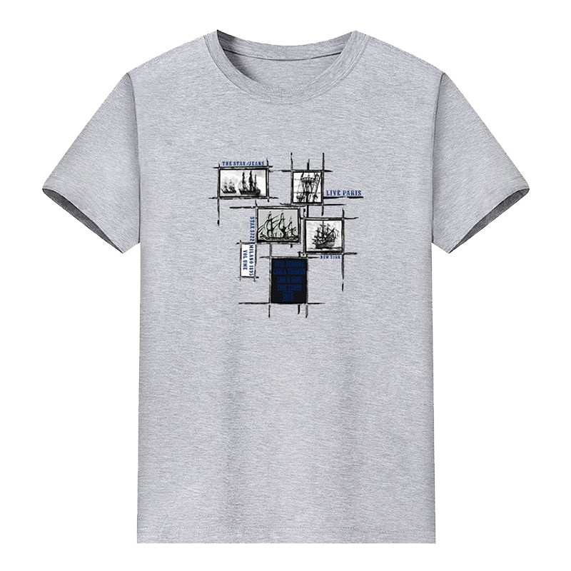 鸭鸭(yaya)夏季男士短袖T恤2021年新款大码宽松印花休闲潮流百搭圆领打底