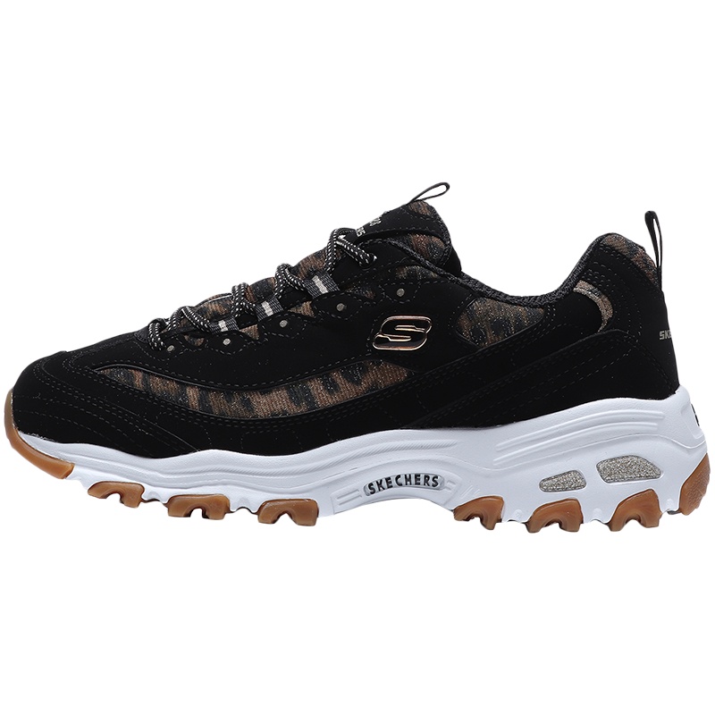 【自营】斯凯奇女鞋熊猫鞋D'LITES潮流豹纹复古休闲运动鞋13158