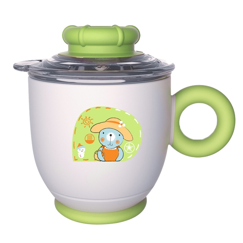 伊斯卡尔(Easy Care)儿童牛奶杯不锈钢家用喝汤水杯婴儿带盖防摔牛奶杯绿色