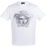 VERSACE 范思哲一线柳丁刺绣男士春夏款白色美杜莎头短袖T恤 A77263 A222614 A911