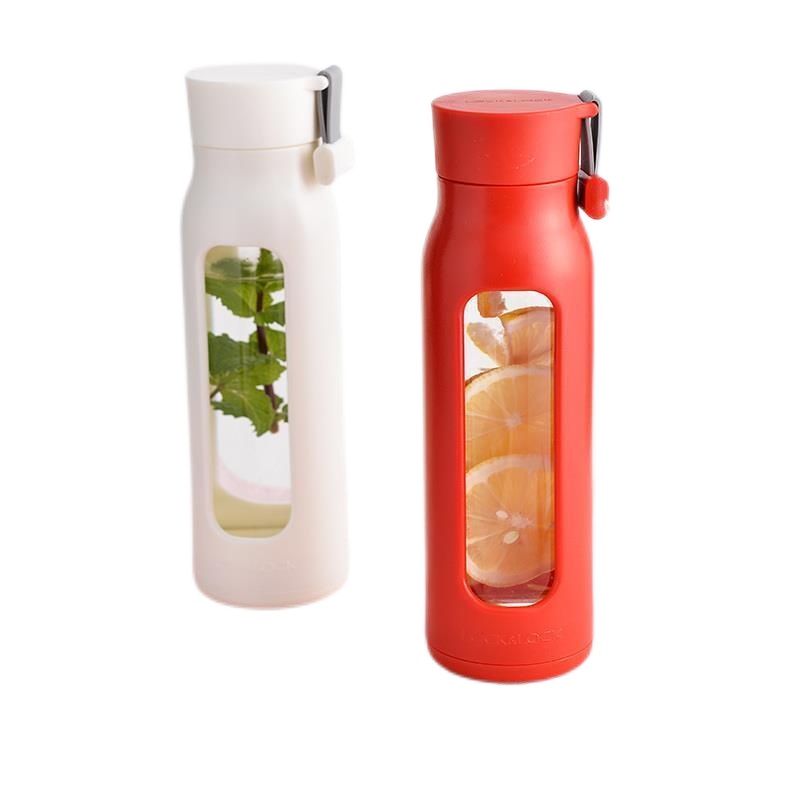 乐扣乐扣水杯耐热玻璃杯家用双层便携创意杯子透明隔热随手杯