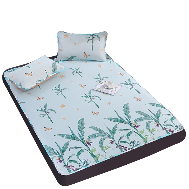 花花公子冰丝凉席三件套-幽然叶影