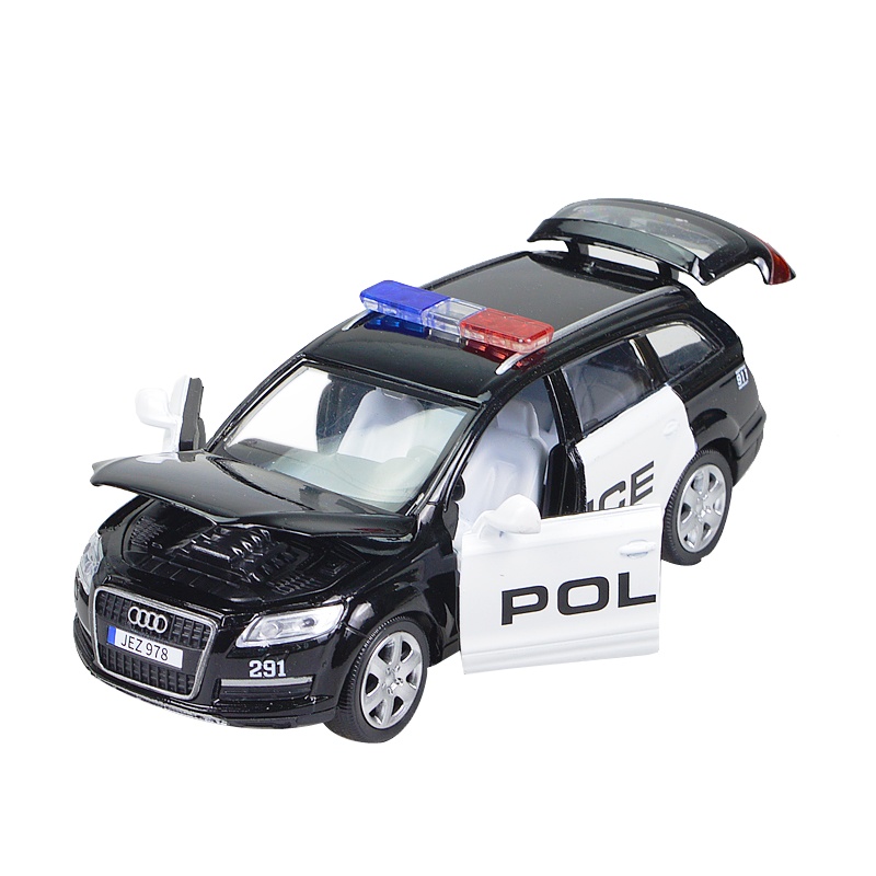 彩珀奥迪Q7警车声光回力合金汽车模型玩具车男孩礼物 颜色随机