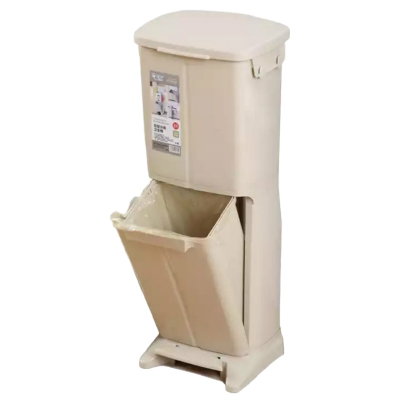 日式干湿分离垃圾分类垃圾桶送垃圾袋双层家用客厅厨房带盖带滑轮可移动 双盖分类垃圾桶 不带轮 北欧卡