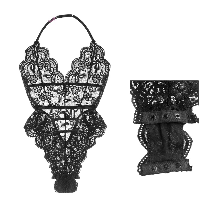 霏慕性感情趣内衣套装女开档珍珠按摩内裤透明蕾丝吊带袜长筒丝袜女式情趣丝袜