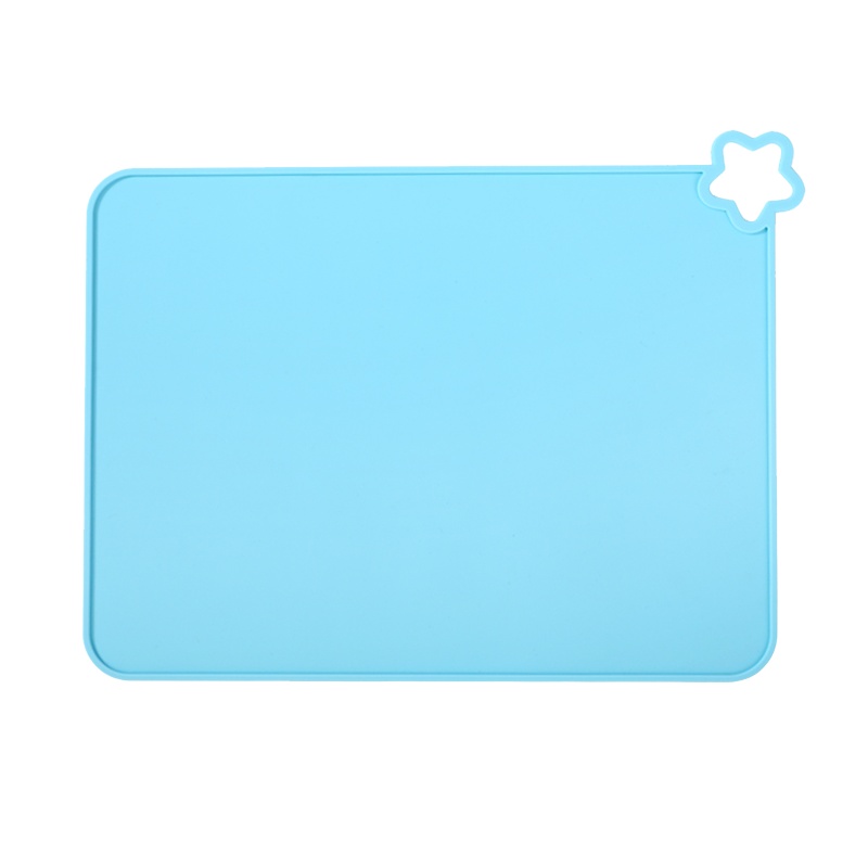 拾画 小学生儿童硅胶餐桌垫 宝宝防水防滑垫 便携可折叠隔热餐垫赠收纳袋 蓝色款 SC-6152-1