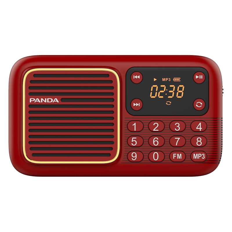 PANDA/熊猫经典系列S1插卡音箱收音机新款复古便携小音响唱戏机老人广播加16G卡 红色