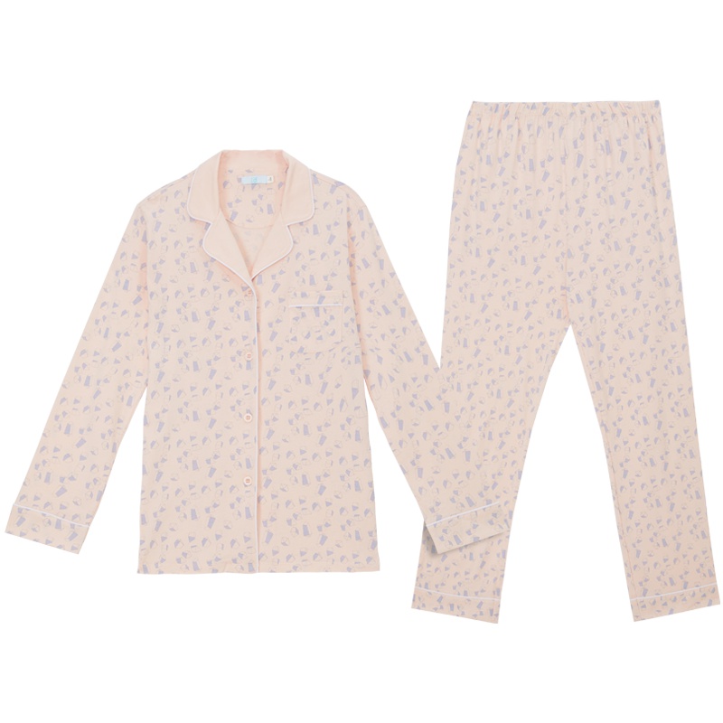 爱帝秋新款情侣长袖睡衣女纯棉家居服全棉套装