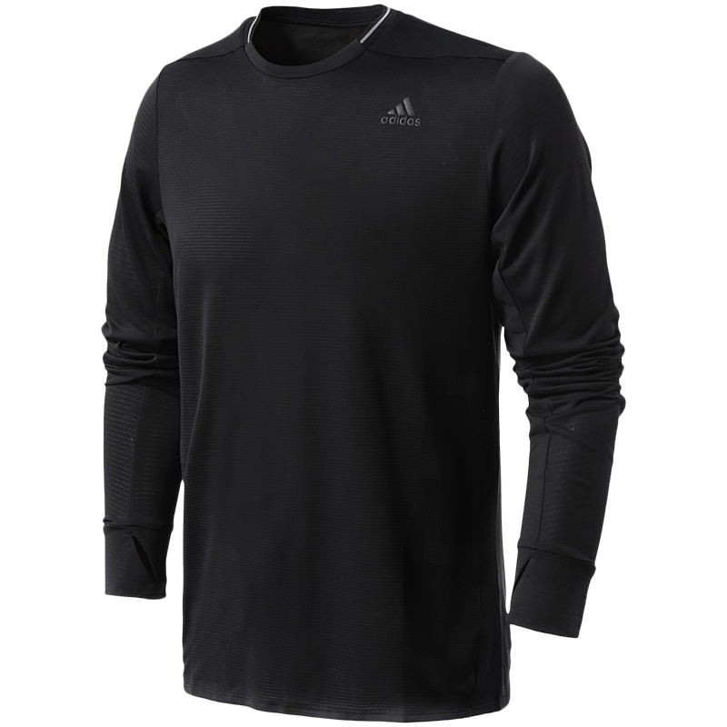adidas阿迪达斯男子长袖T恤跑步训练运动服BQ7195 S 黑色