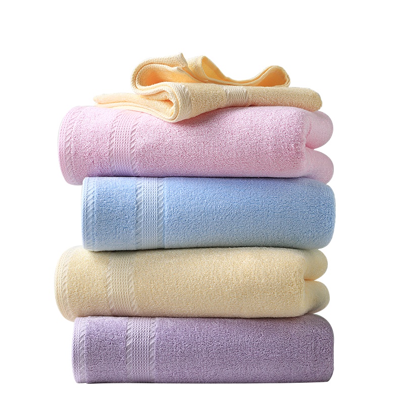 竹之锦 毛巾 竹纤维洗脸巾强吸水柔软加大成人儿童擦手巾面巾 干发毛巾4条装 粉/黄/蓝/紫90g/条34×76cm