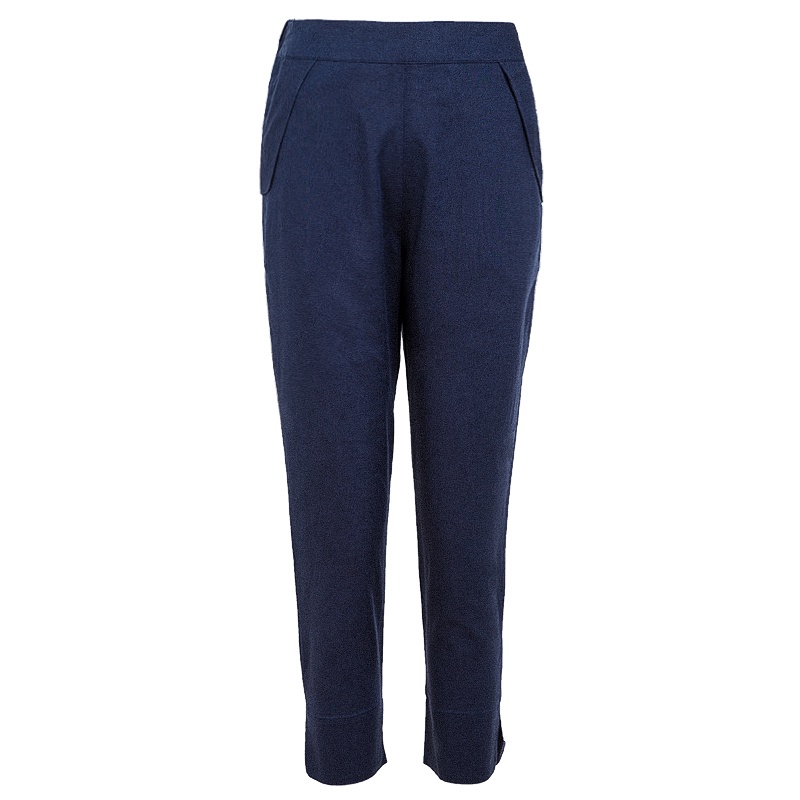 晩白 时尚百搭简约纯色松紧高腰职业休闲裤七分裤女裤