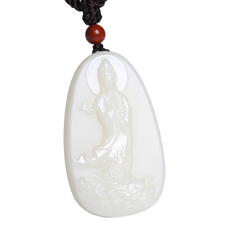印象眸 和田玉观音吊坠 白玉观世音菩萨玉石吊坠 附送证书