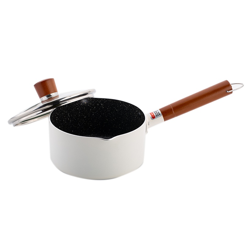 TOKYAMA品牌奶锅不粘锅复底小汤锅泡面锅婴儿宝宝辅食锅18cm小蒸锅煎炒锅燃气电磁炉牛奶锅（牛奶白）