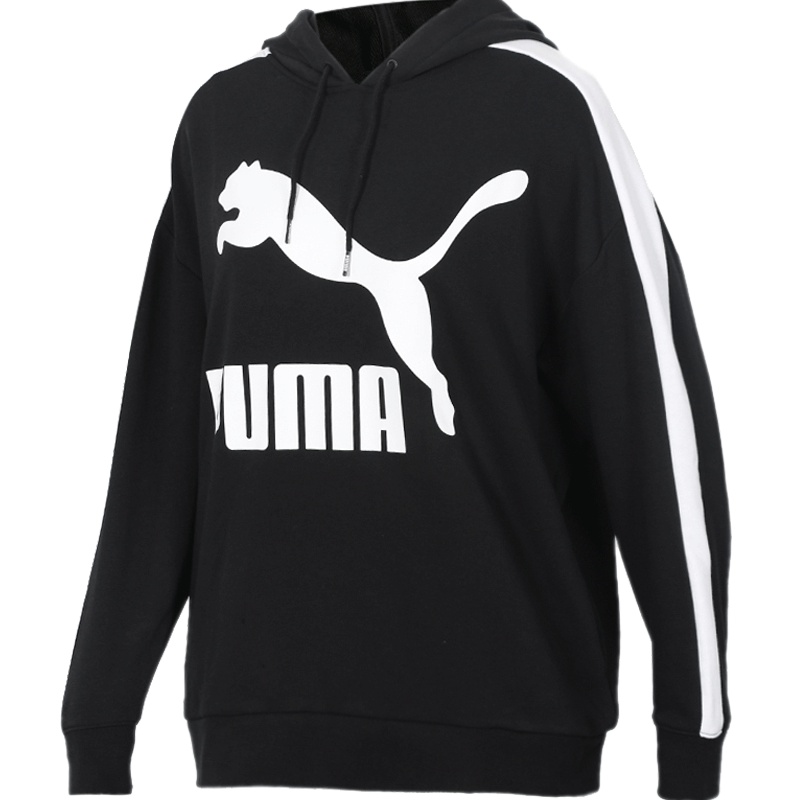 PUMA彪马T7撞色拼接连帽女子卫衣春季运动休闲长袖套头衫