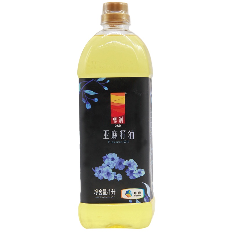 中粮悦润亚麻籽油瓶装1L新疆亚麻籽油物理压榨一级食用油植物油