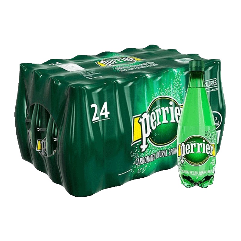 [经典原味]巴黎水(Perrier)天然气泡矿泉水(原味)塑料瓶装 500ml*24瓶/箱 进口饮用水 法国进口