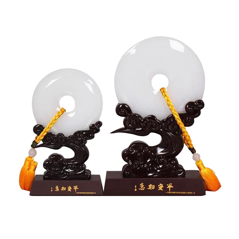 SCP SCP0126 经典平安扣琉璃玉仿红木摆件办公家居装饰品摆台 小号13*21cm (个)