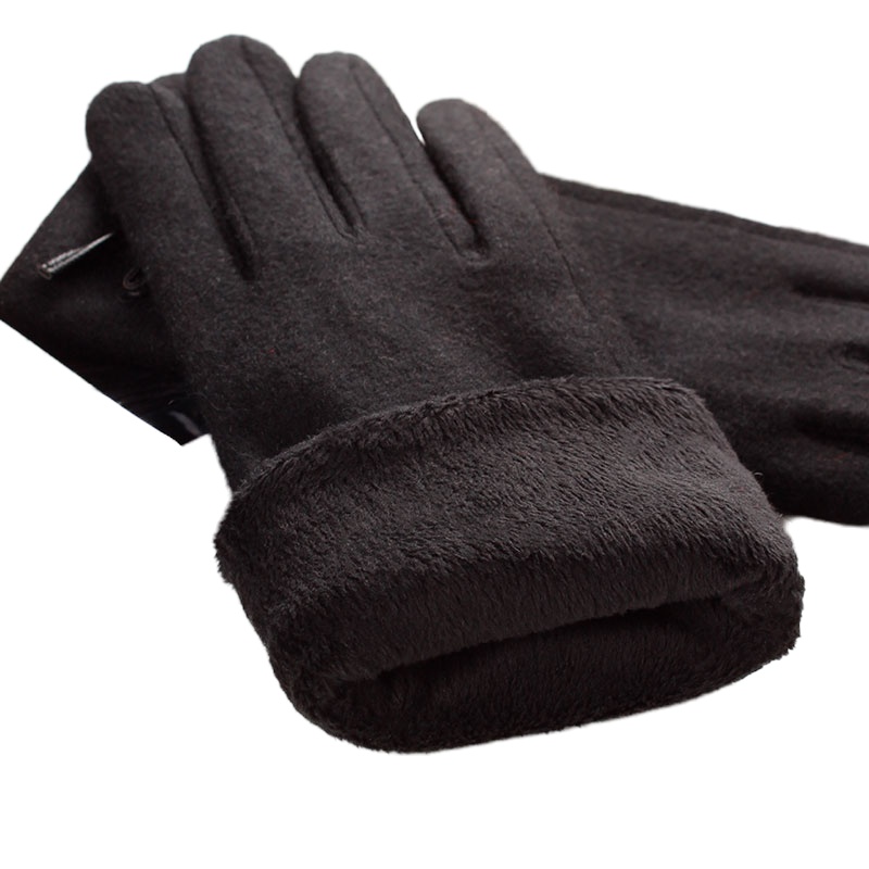 南极人手套女冬季保暖加绒加厚时尚潮流可爱韩版学生触屏羊毛女士手套 N18M660 黑色 均码