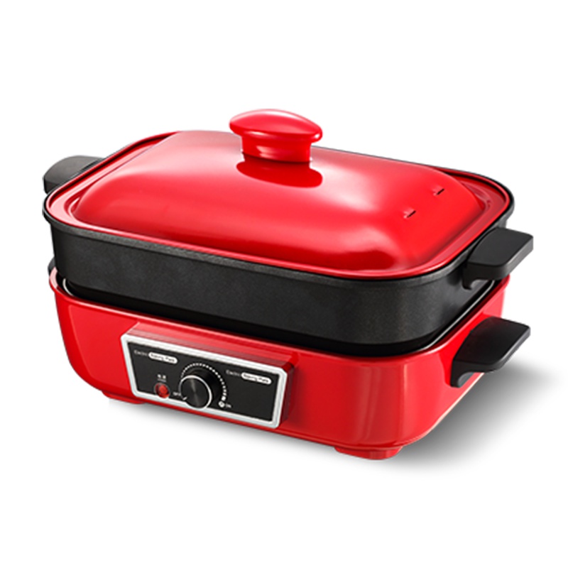 尚烤佳多功能料理锅电火锅电烤盘网红锅家用煲汤锅 高贵红 标配