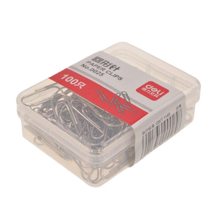 得力(deli) 0025银色回形针 100枚曲别针 办公文化用品 10盒装