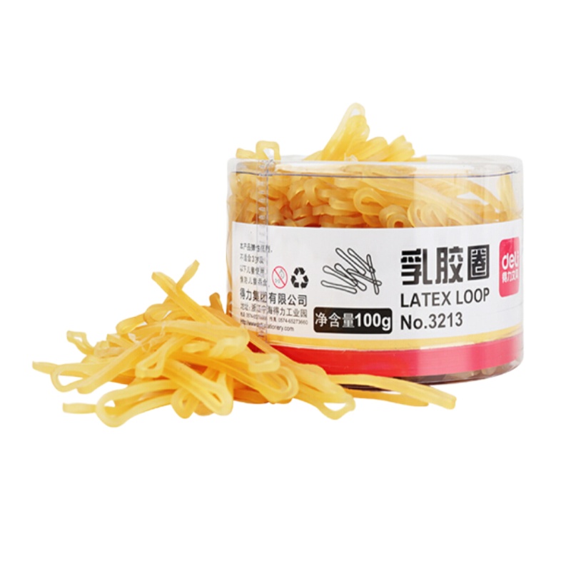 橡皮筋 得力(deli)100g办公耐用乳胶圈/橡皮筋 办公用品 3213(200筒起订,低于起订量不发货)