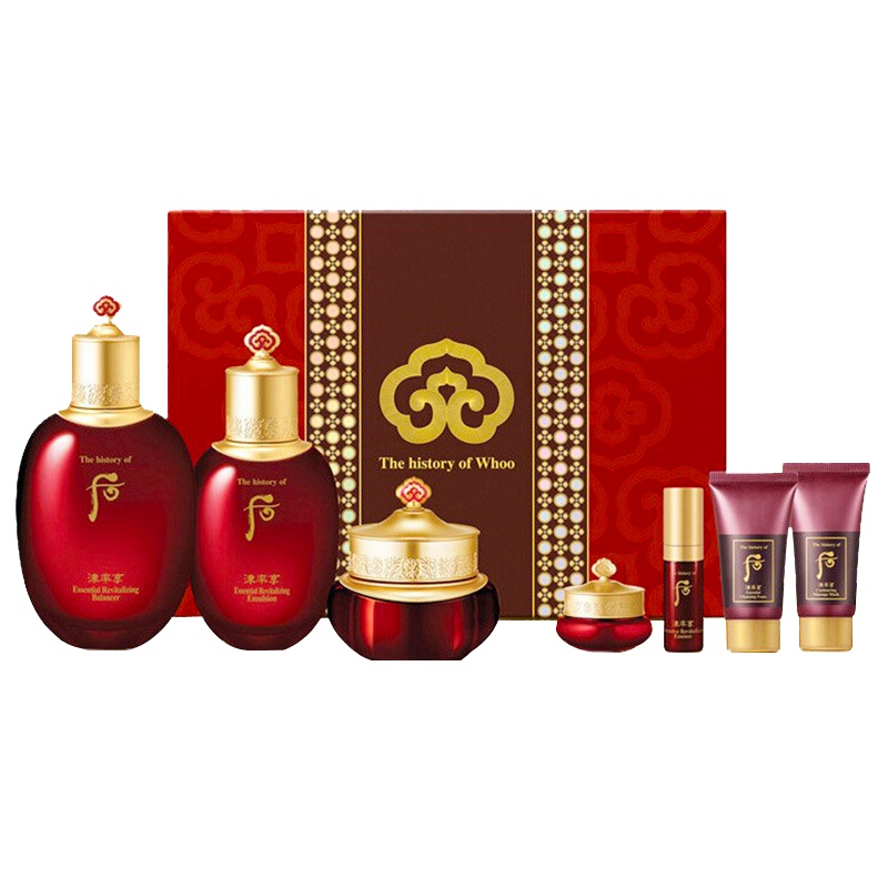 [焕发新肌]后Whoo津率享红华凝香平颜系列妆品礼盒7件套329ml(水+乳+面霜+眼霜+按摩膏)滋养紧致美肌护肤套装