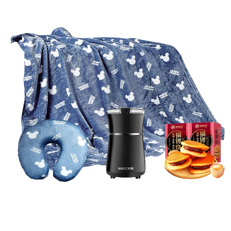 分3个包裹发货 套餐 (长虹磨豆机+迪士尼米奇枕毯旅行套装+铜锣烧夹馅蛋糕红豆馅140g*2盒 )CDC