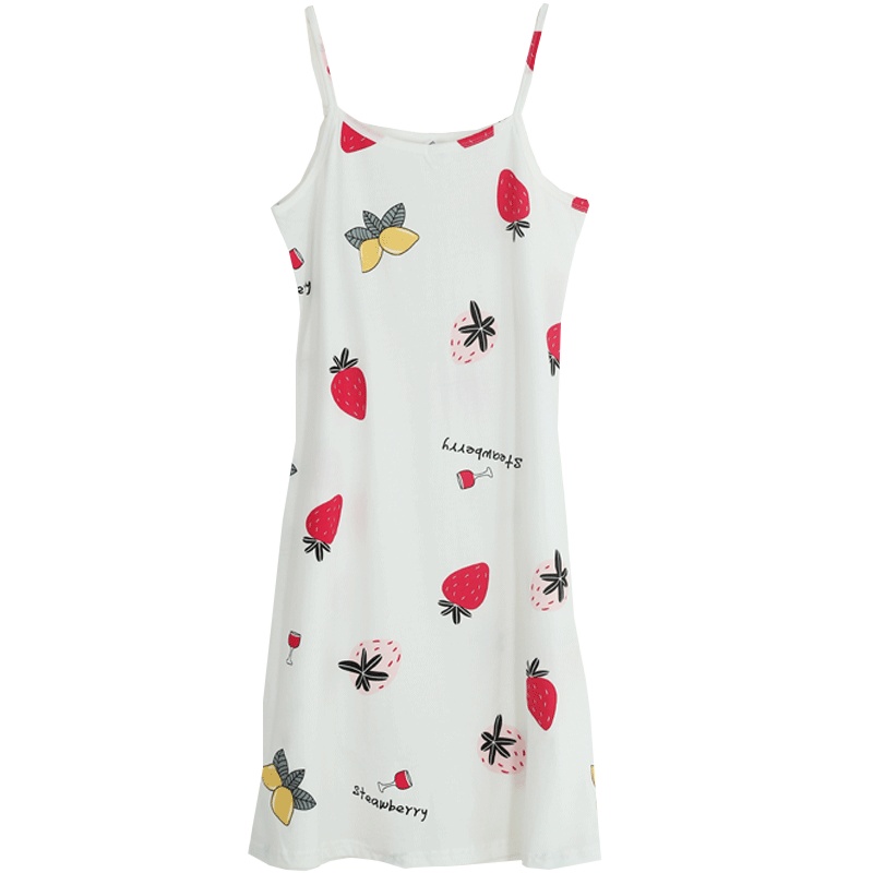 红豆居家(Hodohome)20年春夏新款女士纯棉印花休闲时尚可外穿家居吊带睡裙