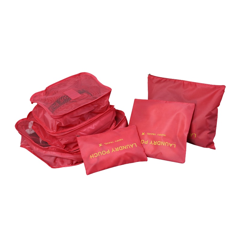 绿之源 旅游收纳袋六件套防水行李内衣鞋子打包袋出差旅行韩版整理袋收纳包套装(颜色随机)