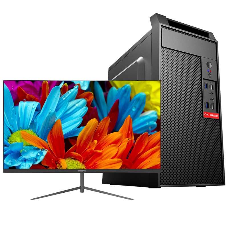 世纪之星 英特尔酷睿i5/4GB高频内存/128GB高速固态 SSD 台式电脑 台式机 电脑主机 组装电脑 DIY组装机家用办公台式组装机商务娱乐影音学生网课游戏电脑+24英寸全套