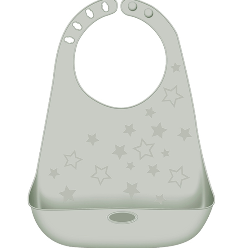 棉花秘密婴儿硅胶围兜儿童喂食吃饭兜防水耐脏 绿色