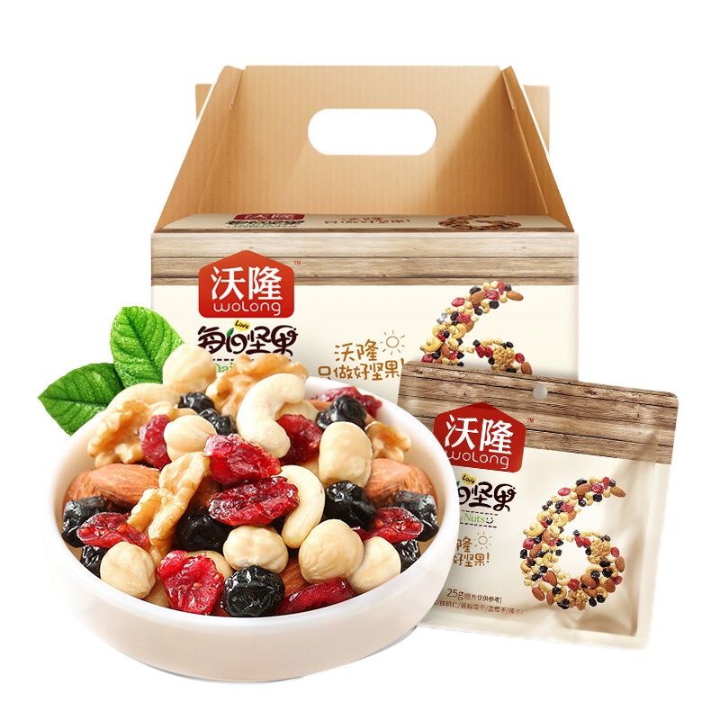 沃隆每日坚果750g混合装30包 孕妇干果零食大礼包混合坚果年货礼盒装