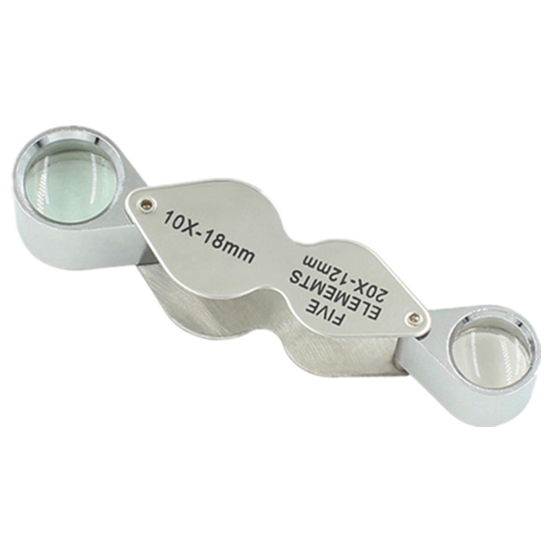 OUJIN10倍20倍放大镜双胞胎折叠放大镜两个镜头光学玻璃镜片鉴定工艺品古玩字画放大镜口袋放大镜