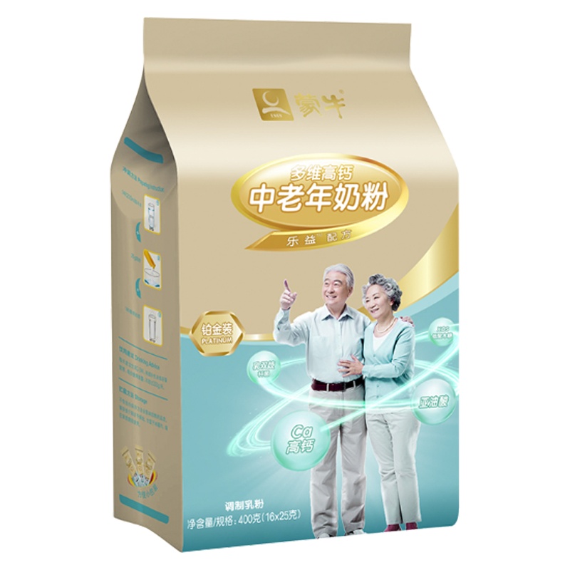 蒙牛铂金多维高钙中老年奶粉400g成人老年人配方营养早餐牛奶粉