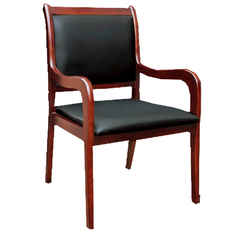 鑫金虎 实木会议椅职员皮革培训椅木质办公椅带扶手