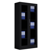 创世人 黑色加厚通玻文件柜铁皮柜档案柜资料柜文件柜其他金属办公柜收纳柜整理柜