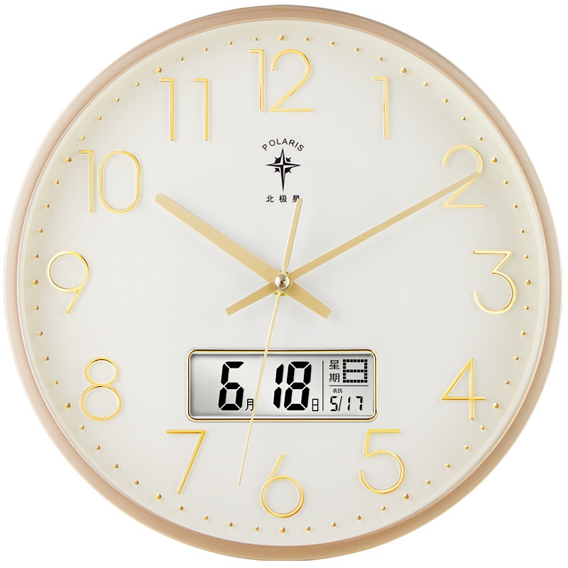 北极星(POLARIS)客厅大挂钟简约创意钟表家用时尚立体数字挂墙时钟北欧轻奢现代万年历挂表个性石英钟表
