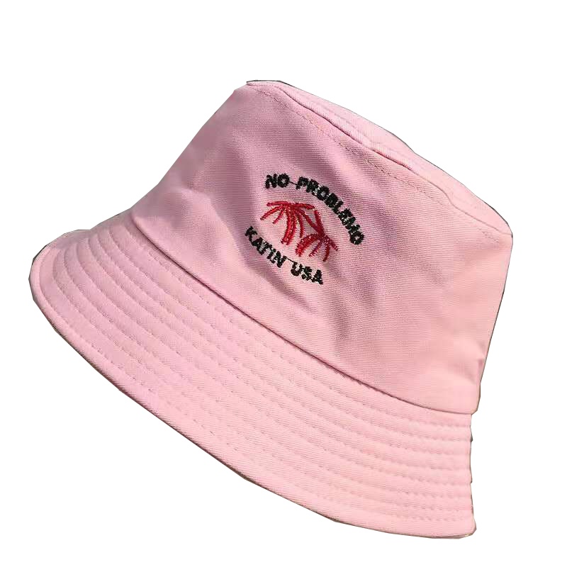 帽子女夏季渔夫帽女韩版学生百搭遮阳帽刺绣日系软妹韩版休闲盆帽