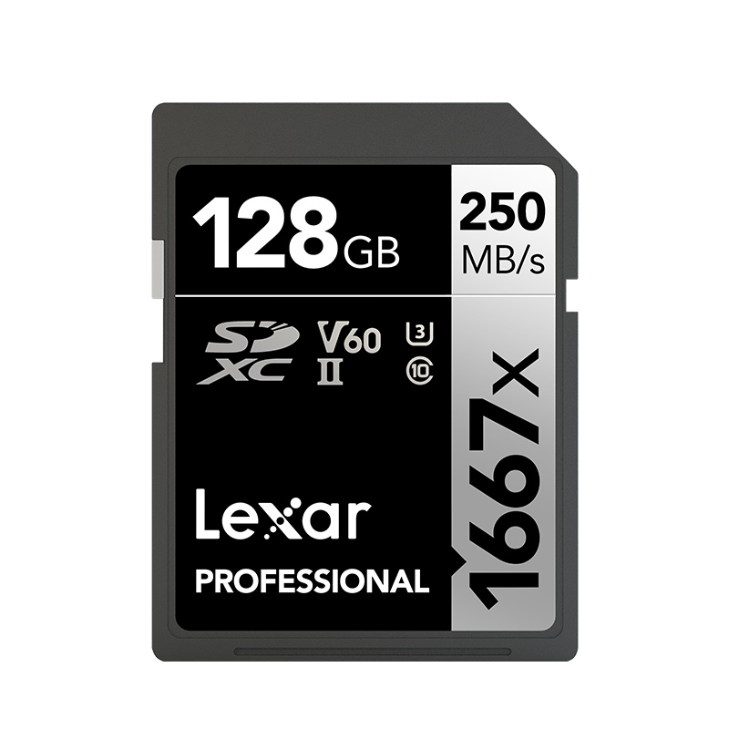 雷克沙(LEXAR) SD卡128G 1667X高速250M U3 4K高清V60 松下佳能单反相机存储卡128GB