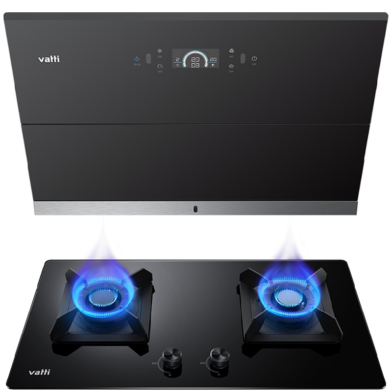 华帝(vatti)24m³顶侧双吸抽油烟机灶具套餐i11142+52B天然气4.5kW黑晶燃气灶智感恒吸热水洗烟灶套装